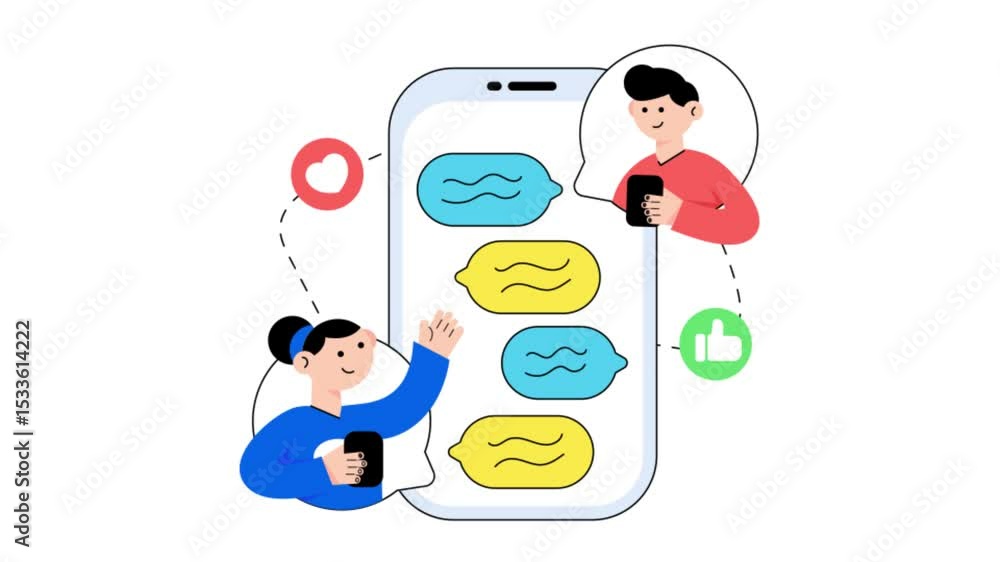 Poster message chat 2d flat animations.