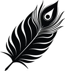 Obraz premium Peacock feather silhouette, Black peacock feather silhouette Vector illustration