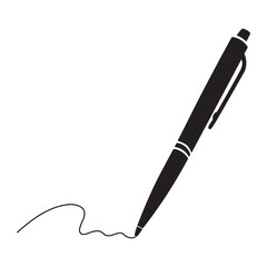 Minimalist black pen silhouette writing or drawing with white background