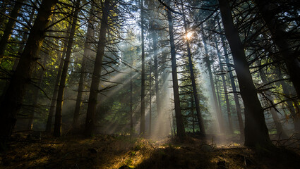 Obraz premium A calming dance of light through the greenery