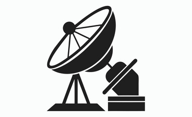 Satellite dish icon, antenna silhouette vector, communication equipment graphic, signal receiver symbol