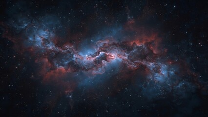Fototapeta premium Colorful Cosmic Nebula with Stars and Dust Clouds – Abstract Galaxy Background Wallpaper of Deep Space