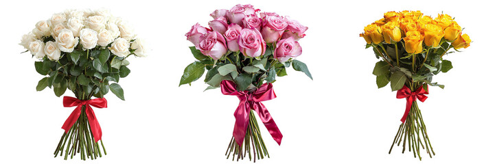 Set Different Beautiful Bouquets Roses