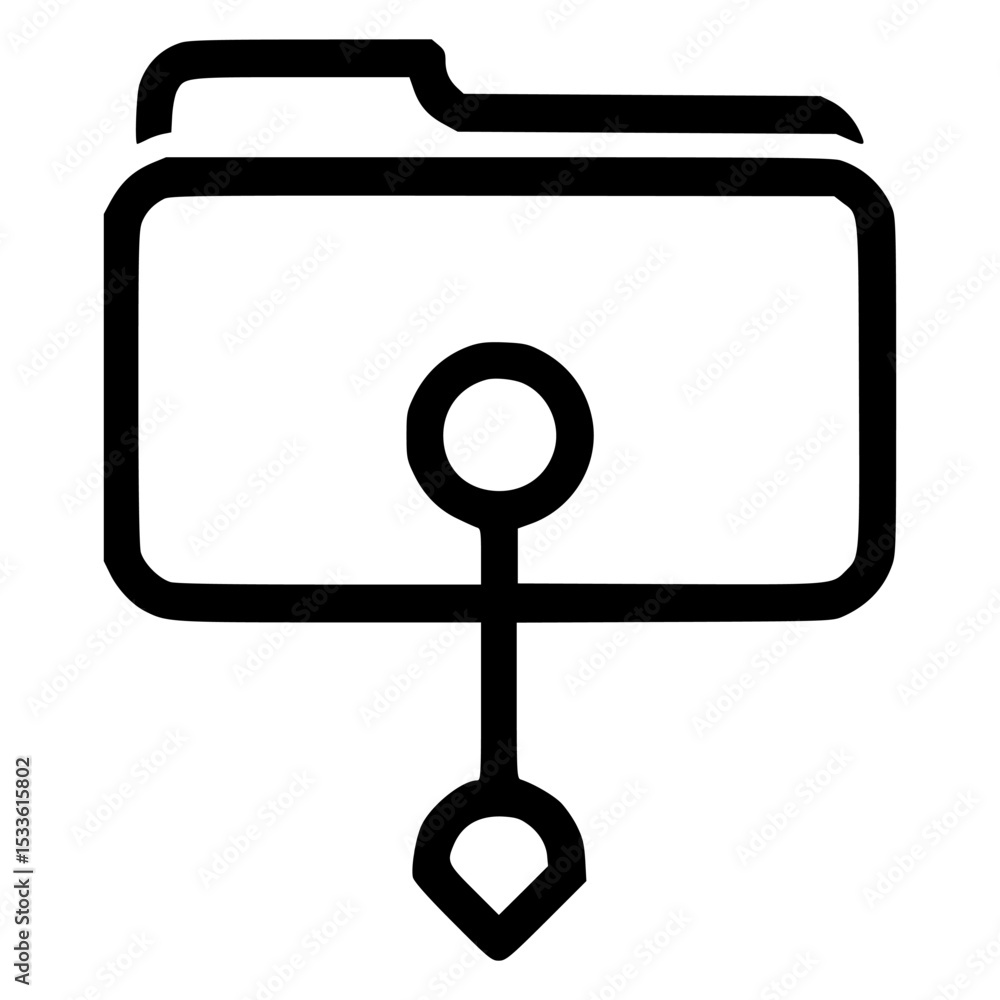 Poster folder icon depicting data transfer or file linking.