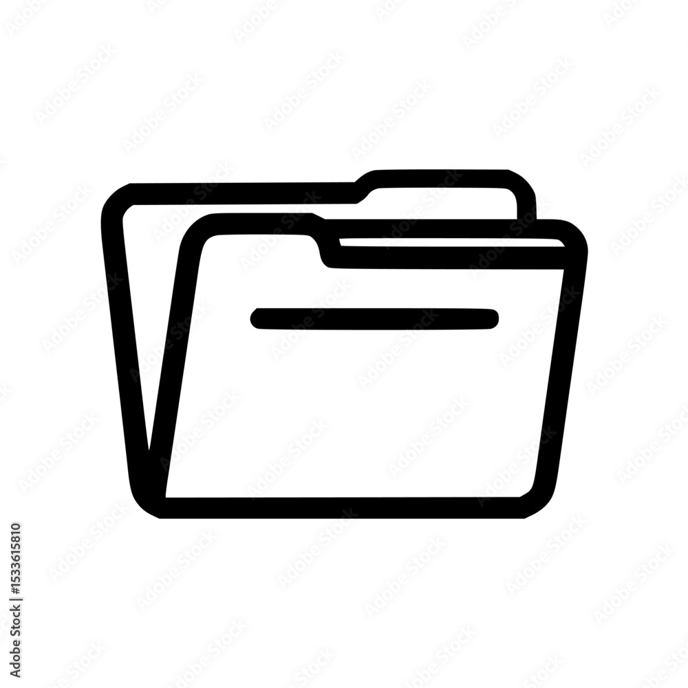 Poster a simple line drawing depicts two stacked computer folders, symbolizing digital organization and sto