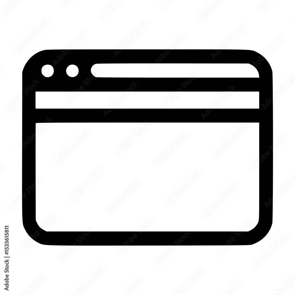 Poster simple outline illustration of a computer browser window with blank content area.