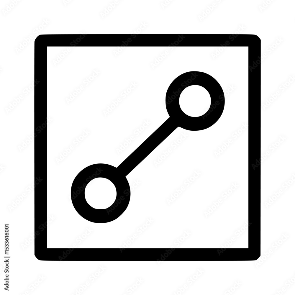 Aufkleber simple black and white square icon showing a line connecting two circles.