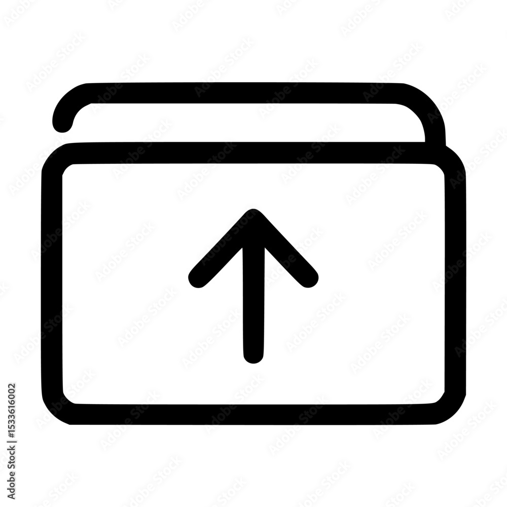 Poster a simple line art icon of a folder with an upward-pointing arrow indicating upload.