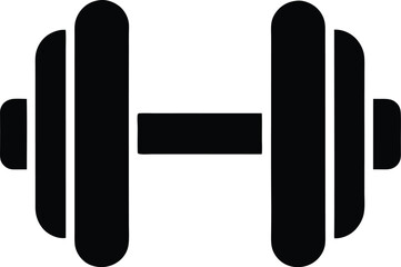 Dumbbell and barbell black silhouette, Dumbbell weight vector, Gym dumbbell icon 