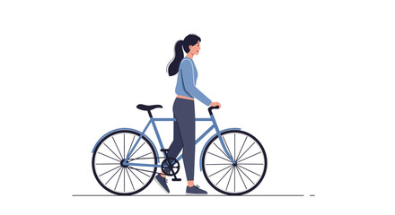 Obraz premium Minimalist girl beside bicycle - lifestyle concept