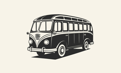 City bus silhouette, side view vehicle icon, public transport vector