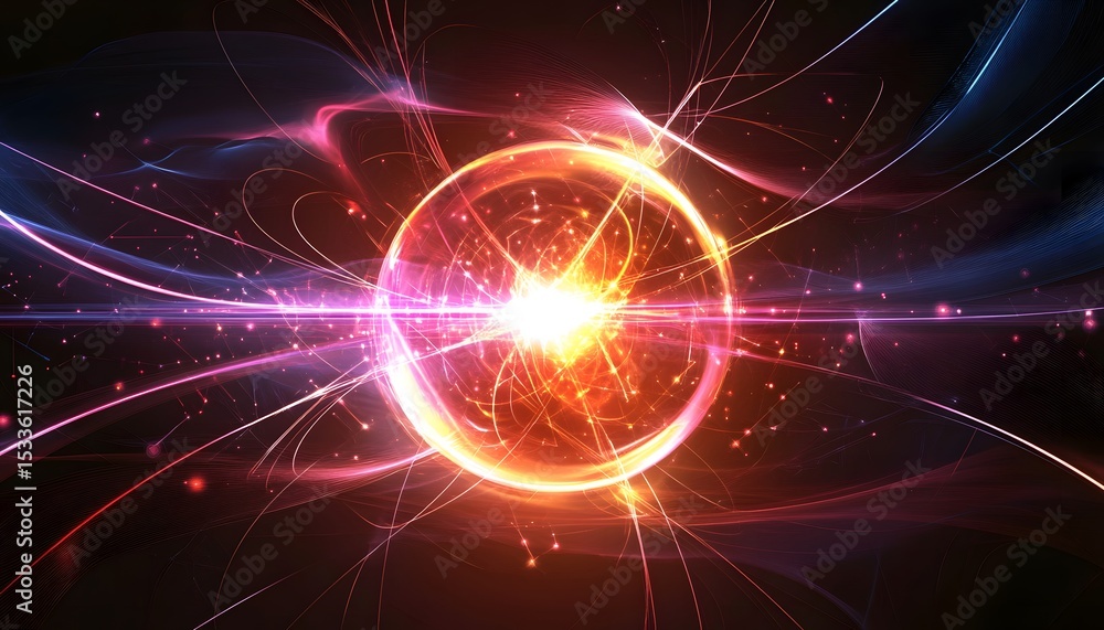Poster abstract design with a luminous sphere.