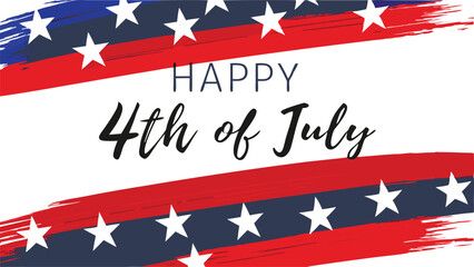 Happy fourth of july with patriotic american flag design and star decorations on a white background theme