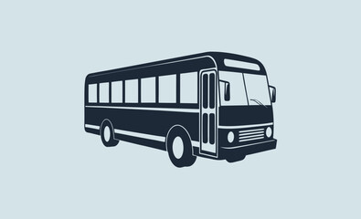 City bus silhouette, side view vehicle icon, public transport vector