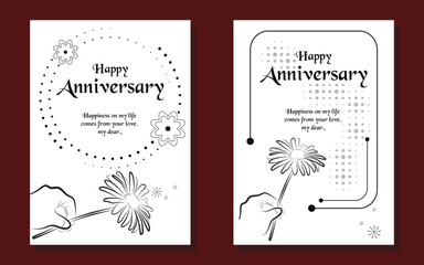 Elegant Black and White Anniversary Card Template