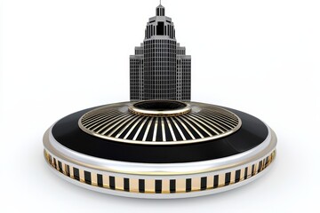 Obraz premium Black and Gold Architectural Model on Circular Platform