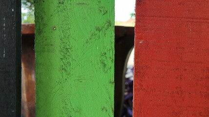 Multicolored wooden fence. colorful natural background.