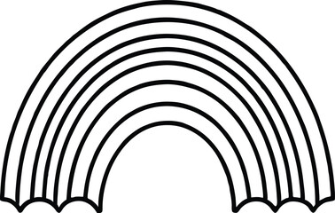 Rainbow line art silhouette, Rainbow outline silhouette vector illustration