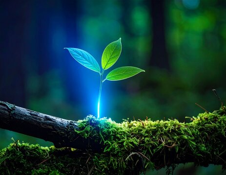 Glowing Sprout A Symbol of New Growth and Life in Nature