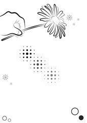 Hand Holding Daisy Line Art for background and template