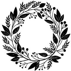Laurel wreath vector illustration with a floral leaf pattern design ornament