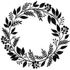 Retro laurel wreath seamless pattern with decorative leaves and floral branch illustration