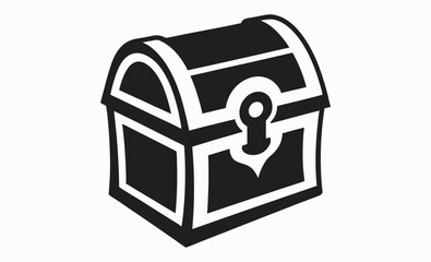 Treasure chest silhouette, wooden chest icon, pirate loot vector