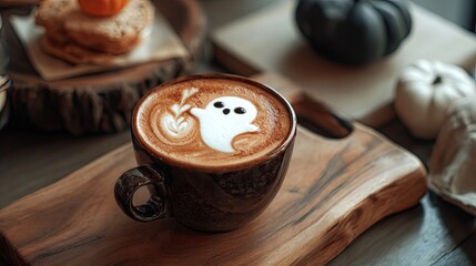 Ghost Latte Art Coffee Drink for Halloween