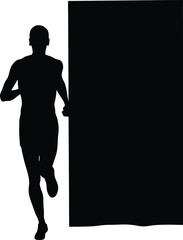 Running man silhouette, athletic figure, isolated vector
