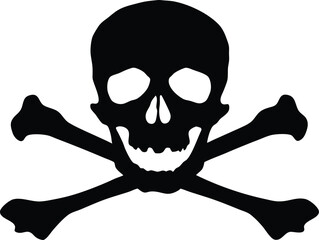 Skull and crossbones silhouette, Skull and crossbones icon in silhouette vector illustration