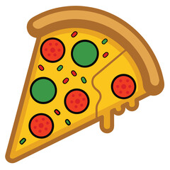 Minimal Pizza Slice Vector Icon on White Background