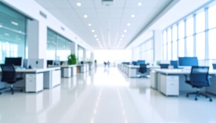 Abstract blurred office interior room. blurry working space with defocused effect. use for background or backdrop in business concept.