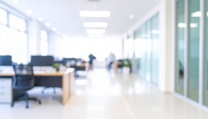 Abstract blurred office interior room. blurry working space with defocused effect. use for background or backdrop in business concept.