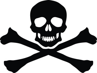 Skull and crossbones silhouette, Skull and crossbones icon in silhouette vector illustration