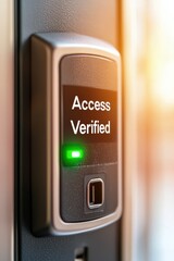integrity access lock encryption verification concept. Access control system with verification indicator.