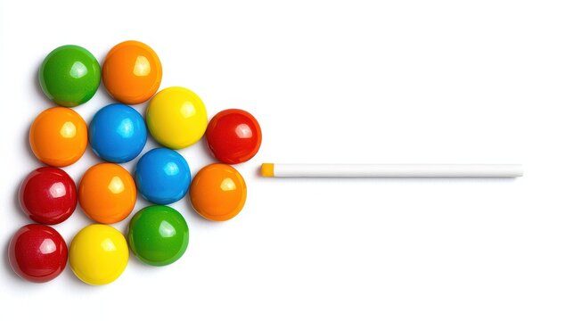 Colorful Candy Buttons and Lollipop Stick on White Background