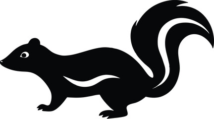 Skunk silhouette, skunk line art silhouette vector illustration