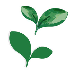 Vibrant Green Leaves: Minimalist Nature Design with Fresh and Whimsical Illustration