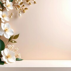 Delicate floral arrangement studio setting digital artwork soft colors aesthetic perspective modern design