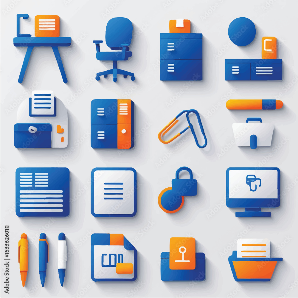 Poster a set of flat vector icons for web and mobile applications, perfect for business and technology desi