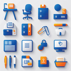 A set of flat vector icons for web and mobile applications, perfect for business and technology design