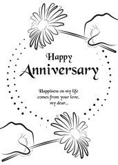 Black and White Floral Anniversary Wishes