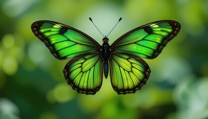 Obraz premium Majestic Green and Black Butterfly with Detailed Wings