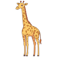 Obraz premium giraffe, animal, vector, transparent background, creature, isolated, zoo, long, giraffa, cute, wildlife, nature, tall, wild, neck, mammal