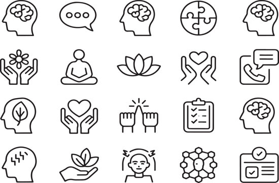 Mindfulness, Meditation, and Mental Wellness Icons
