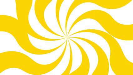 Obraz premium Abstract design with central spiral swirl with thick, curving yellow and white bands radiating outward. Hypnotic, dynamic motion, forming a sunburst-like effect. Energy, movement, and visual rhythm.