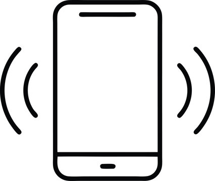Mobile phone vibrating vector, Mobile phone vibrating icon Thin line art isolated