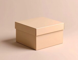 premium cake box with embossed logo, warm tone paper material, high-resolution studio photo, soft lighting, minimal background