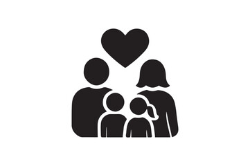 Happy Family Family Love Icon silhouette vector with white background