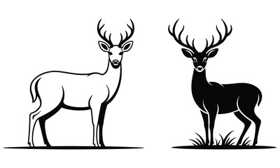 set of deer silhouettes